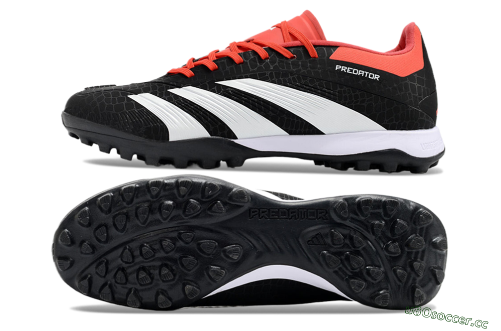 Men's Adidas Predator 24 Elite TF Artificial Turf Low-Tops Football Shoes - Black/White/Red 1