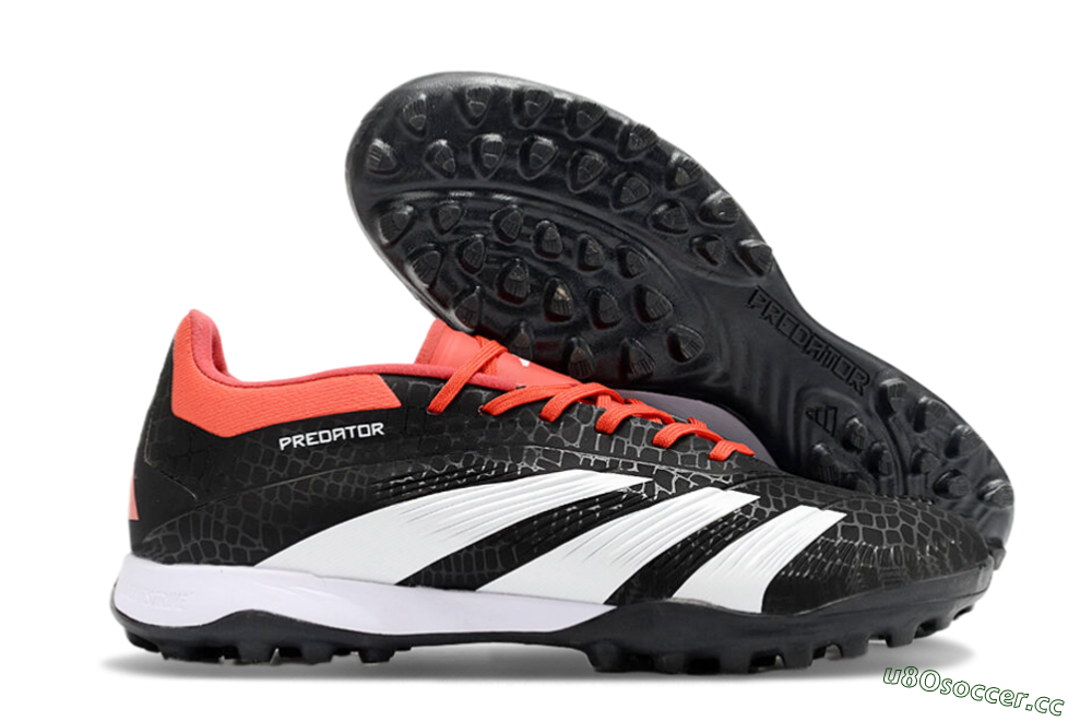 Men's Adidas Predator 24 Elite TF Artificial Turf Low-Tops Football Shoes - Black/White/Red 2
