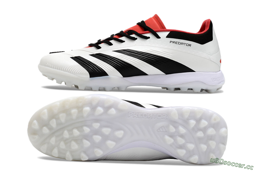 Men's Adidas Predator 24 Elite TF Artificial Turf Low-Tops Football Shoes - White/Black/Red 1