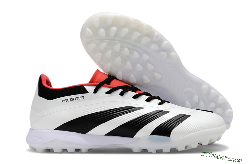 Men's Adidas Predator 24 Elite TF Artificial Turf Low-Tops Football Shoes - White/Black/Red 2