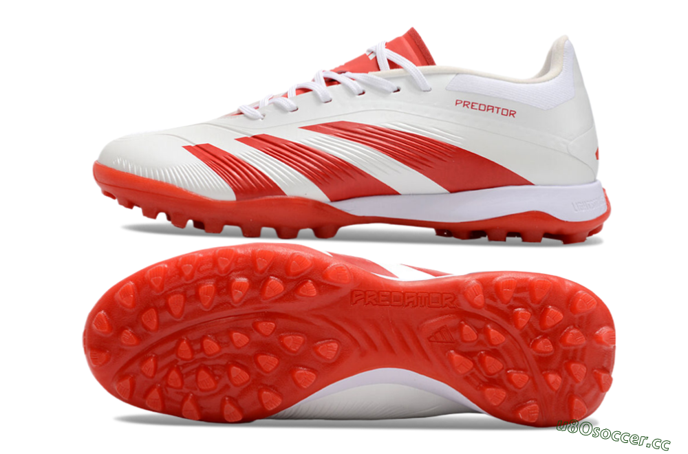 Men's Adidas Predator 24 Elite TF Artificial Turf Low-Tops Football Shoes - Beige/Red/White 1