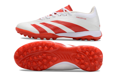 Men's Adidas Predator 24 Elite TF Artificial Turf Low-Tops Football Shoes - Beige/Red/White