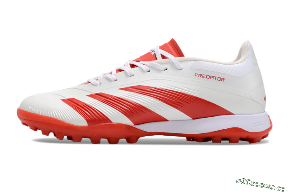 Men's Adidas Predator 24 Elite TF Artificial Turf Low-Tops Football Shoes - Beige/Red/White 0