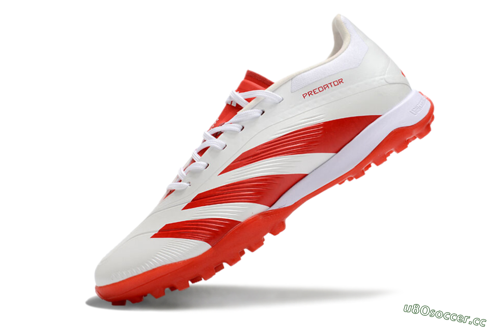 Men's Adidas Predator 24 Elite TF Artificial Turf Low-Tops Football Shoes - Beige/Red/White 5
