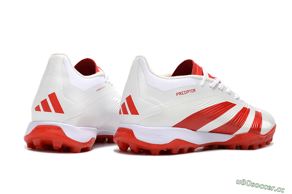 Men's Adidas Predator 24 Elite TF Artificial Turf Low-Tops Football Shoes - Beige/Red/White 6