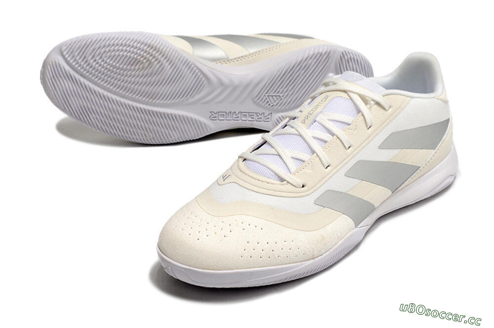 Men's Adidas Predator 24 Elite IC Indoor & Futsal Low-Tops Football Shoes - Beige/Grey 3