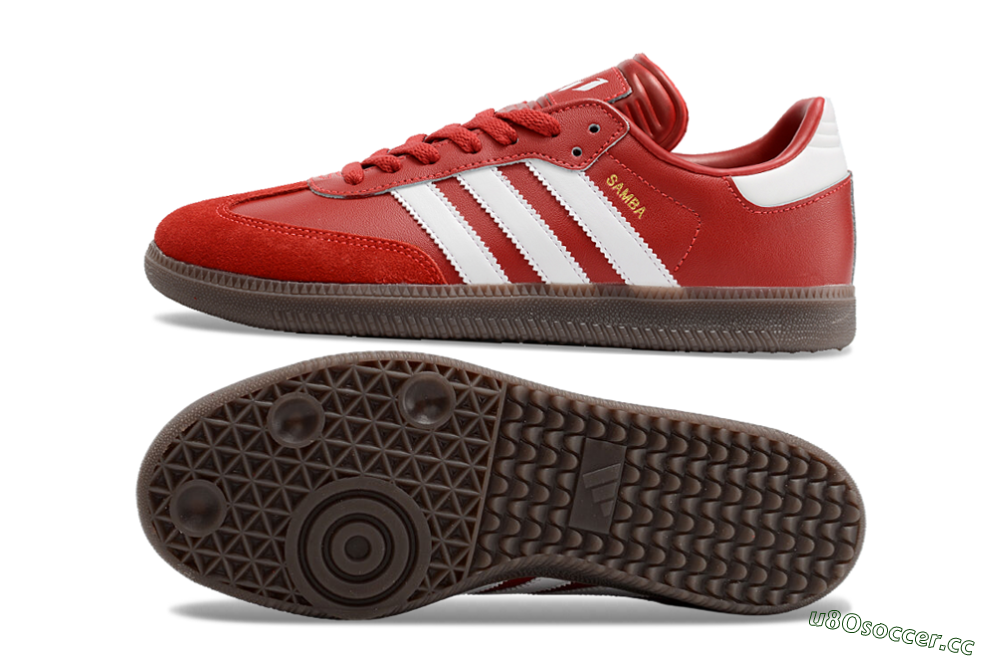 Men's Adidas Samba Messi Indoor TF Artificial Turf Low-Tops Football Shoes - Red/White/Brown 1