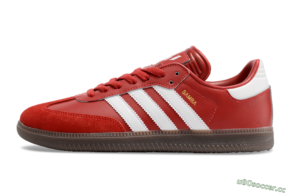 Men's Adidas Samba Messi Indoor TF Artificial Turf Low-Tops Football Shoes - Red/White/Brown 0