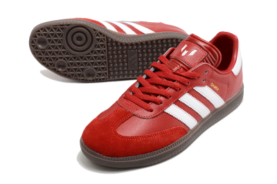 Men's Adidas Samba Messi Indoor TF Artificial Turf Low-Tops Football Shoes - Red/White/Brown