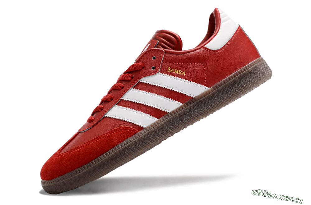 Men's Adidas Samba Messi Indoor TF Artificial Turf Low-Tops Football Shoes - Red/White/Brown 5