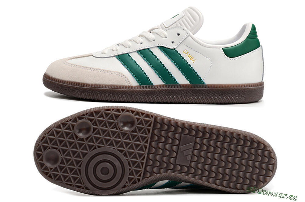 Men's Adidas Samba Messi Indoor TF Artificial Turf Low-Tops Football Shoes - Grey/White/Green 1