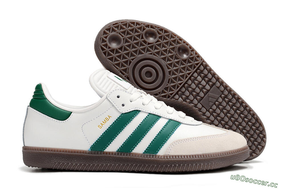 Men's Adidas Samba Messi Indoor TF Artificial Turf Low-Tops Football Shoes - Grey/White/Green 2