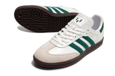 Men's Adidas Samba Messi Indoor TF Artificial Turf Low-Tops Football Shoes - Grey/White/Green