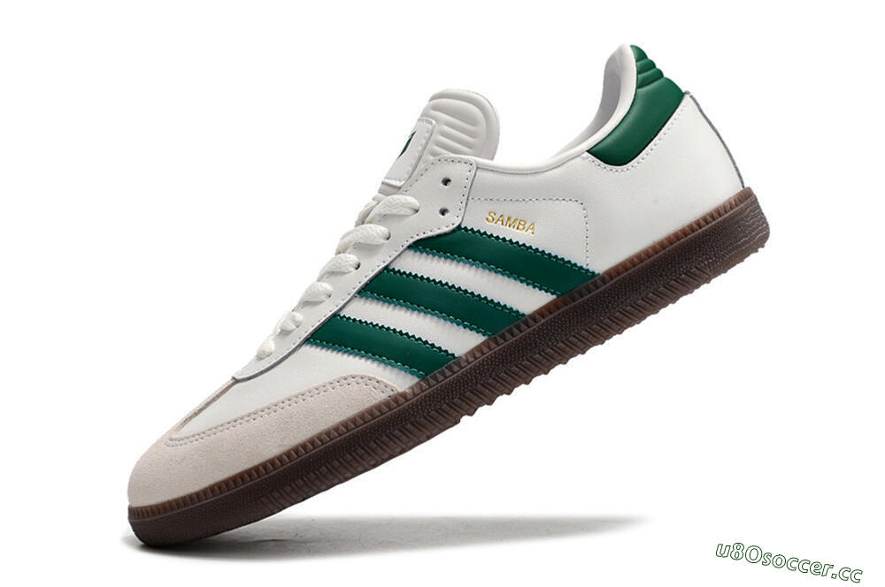 Men's Adidas Samba Messi Indoor TF Artificial Turf Low-Tops Football Shoes - Grey/White/Green 5