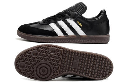 Men's Adidas Samba Messi Indoor TF Artificial Turf Low-Tops Football Shoes - Black/White/Brown
