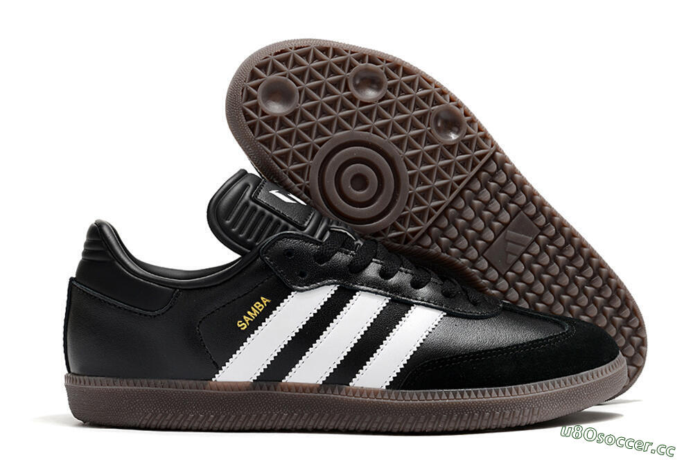 Men's Adidas Samba Messi Indoor TF Artificial Turf Low-Tops Football Shoes - Black/White/Brown 2