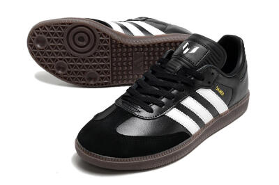 Men's Adidas Samba Messi Indoor TF Artificial Turf Low-Tops Football Shoes - Black/White/Brown