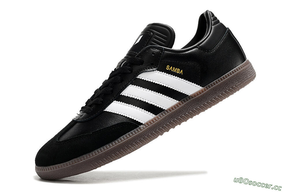 Men's Adidas Samba Messi Indoor TF Artificial Turf Low-Tops Football Shoes - Black/White/Brown 5
