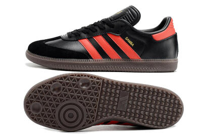 Men's Adidas Samba Messi Indoor TF Artificial Turf Low-Tops Football Shoes - Black/Red/Brown