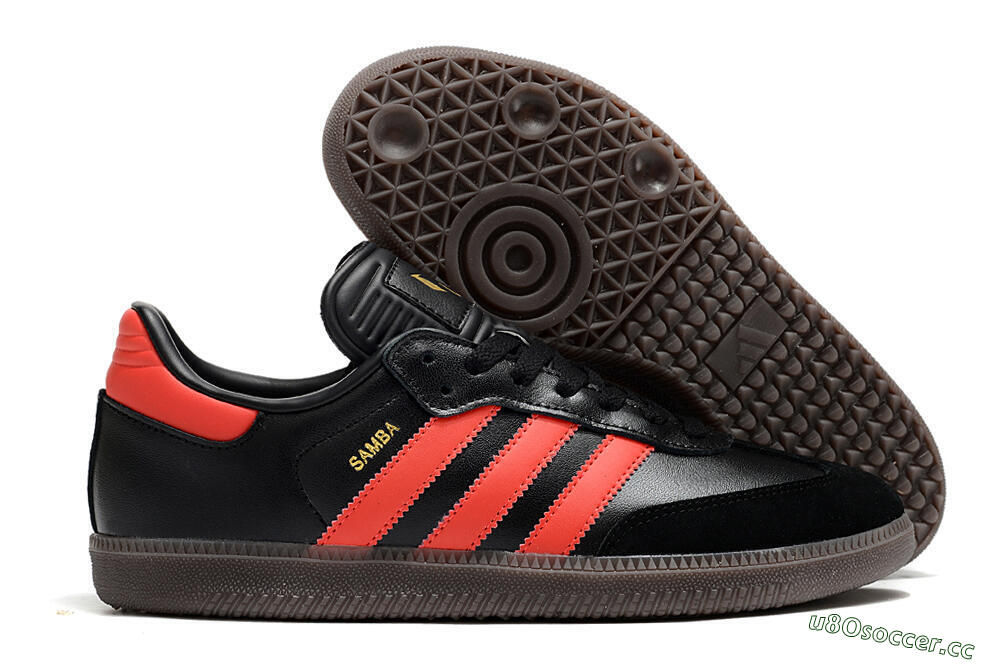 Men's Adidas Samba Messi Indoor TF Artificial Turf Low-Tops Football Shoes - Black/Red/Brown 2