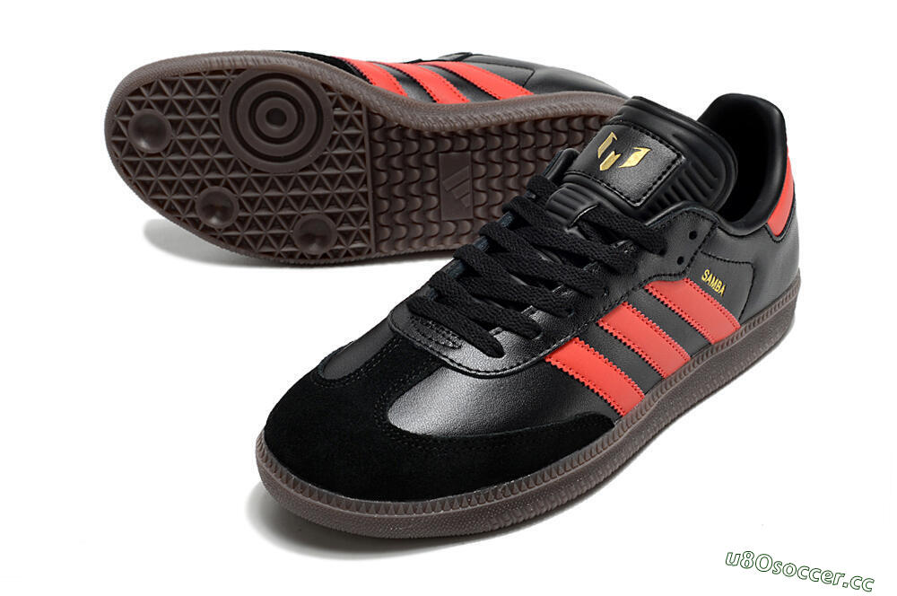 Men's Adidas Samba Messi Indoor TF Artificial Turf Low-Tops Football Shoes - Black/Red/Brown 3