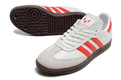 Men's Adidas Samba Messi Indoor TF Artificial Turf Low-Tops Football Shoes - Grey/White/Red