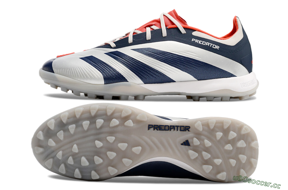 Men's Adidas Predator 24 Elite TF Artificial Turf Low-Tops Football Shoes - White/Blue/Red 1