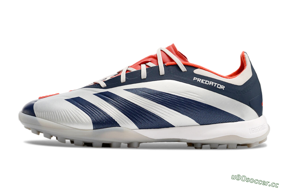 Men's Adidas Predator 24 Elite TF Artificial Turf Low-Tops Football Shoes - White/Blue/Red 0
