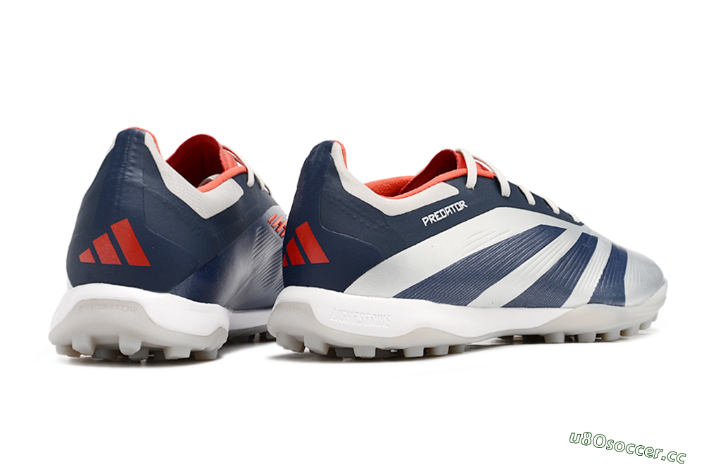 Men's Adidas Predator 24 Elite TF Artificial Turf Low-Tops Football Shoes - White/Blue/Red 6