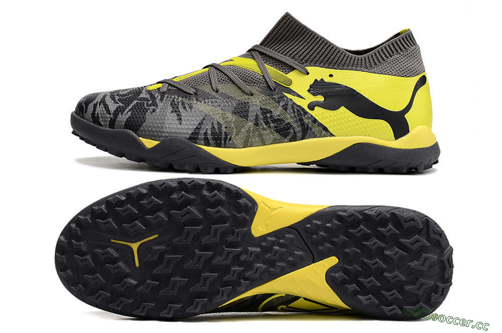 Men's Puma Future Ultimate TF Artificial Turf Low-Tops Football Shoes - Black/Grey/Yellow 1