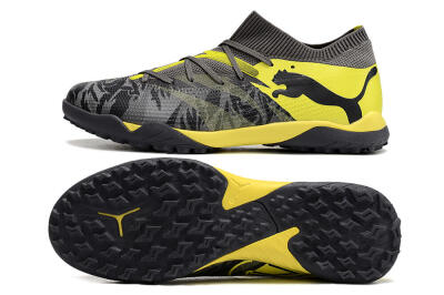 Men's Puma Future Ultimate TF Artificial Turf Low-Tops Football Shoes - Black/Grey/Yellow