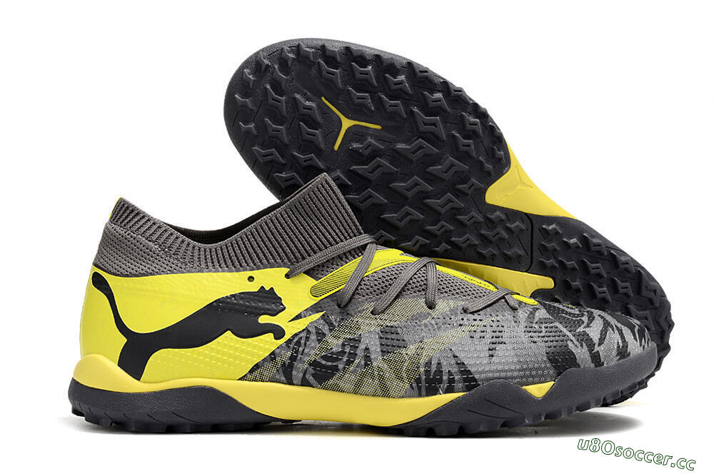 Men's Puma Future Ultimate TF Artificial Turf Low-Tops Football Shoes - Black/Grey/Yellow 2