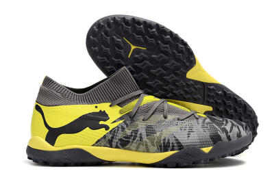 Men's Puma Future Ultimate TF Artificial Turf Low-Tops Football Shoes - Black/Grey/Yellow