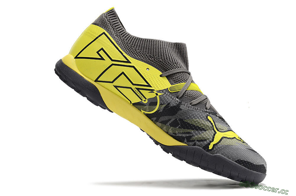 Men's Puma Future Ultimate TF Artificial Turf Low-Tops Football Shoes - Black/Grey/Yellow 4