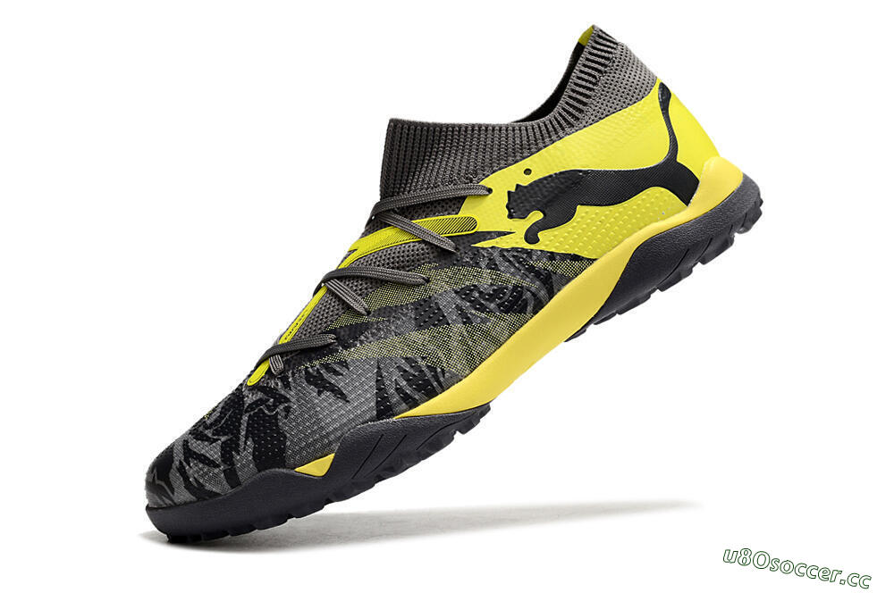Men's Puma Future Ultimate TF Artificial Turf Low-Tops Football Shoes - Black/Grey/Yellow 5