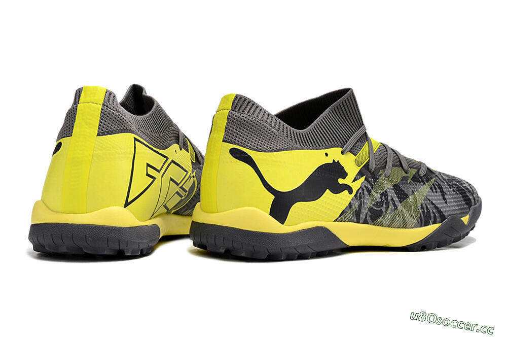 Men's Puma Future Ultimate TF Artificial Turf Low-Tops Football Shoes - Black/Grey/Yellow 6