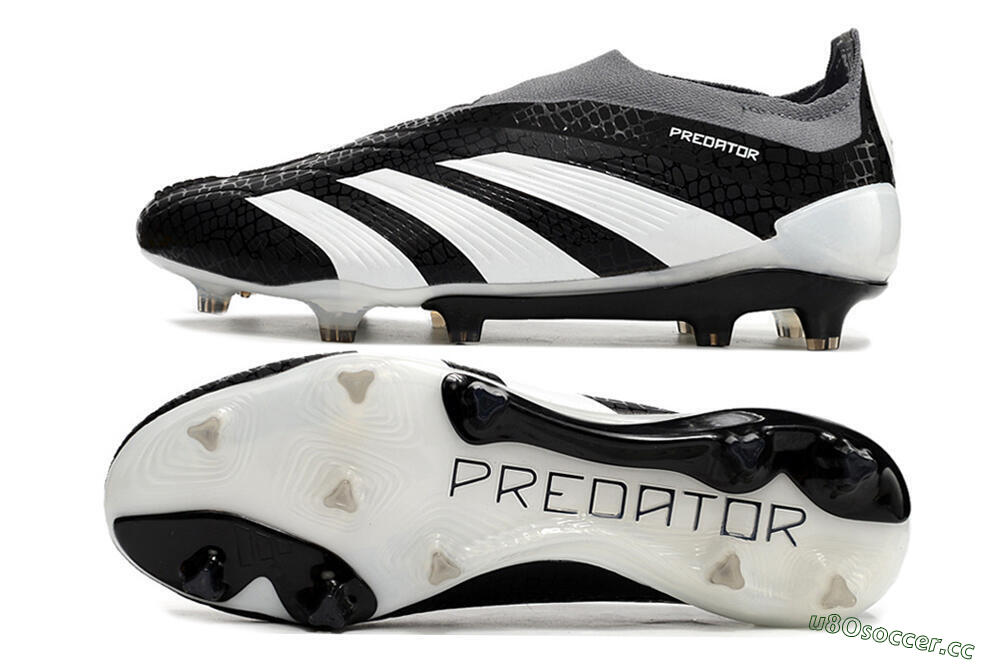 Men's Adidas Predator Accuracy+ Laceless FG Firm Ground Low-Tops Football Boots - Black/White/Grey 1