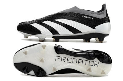 Men's Adidas Predator Accuracy+ Laceless FG Firm Ground Low-Tops Football Boots - Black/White/Grey