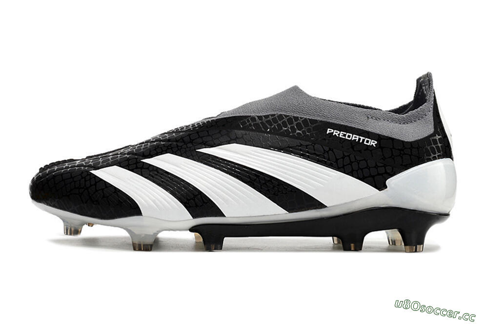 Men's Adidas Predator Accuracy+ Laceless FG Firm Ground Low-Tops Football Boots - Black/White/Grey 0