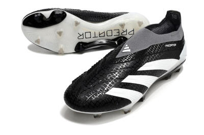 Men's Adidas Predator Accuracy+ Laceless FG Firm Ground Low-Tops Football Boots - Black/White/Grey