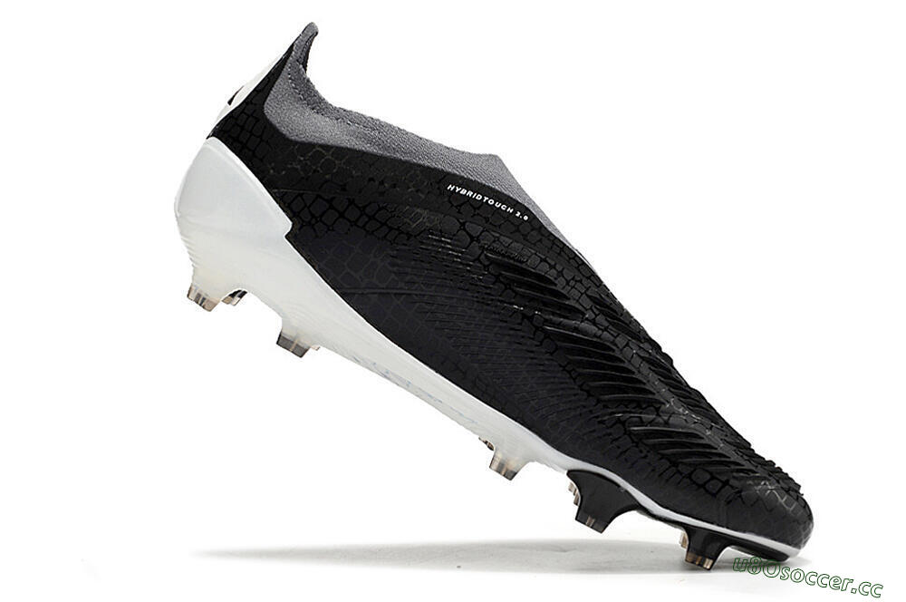 Men's Adidas Predator Accuracy+ Laceless FG Firm Ground Low-Tops Football Boots - Black/White/Grey 4