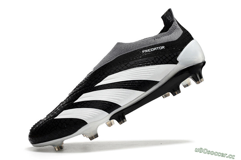Men's Adidas Predator Accuracy+ Laceless FG Firm Ground Low-Tops Football Boots - Black/White/Grey 5
