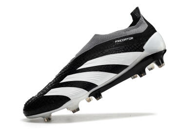 Men's Adidas Predator Accuracy+ Laceless FG Firm Ground Low-Tops Football Boots - Black/White/Grey