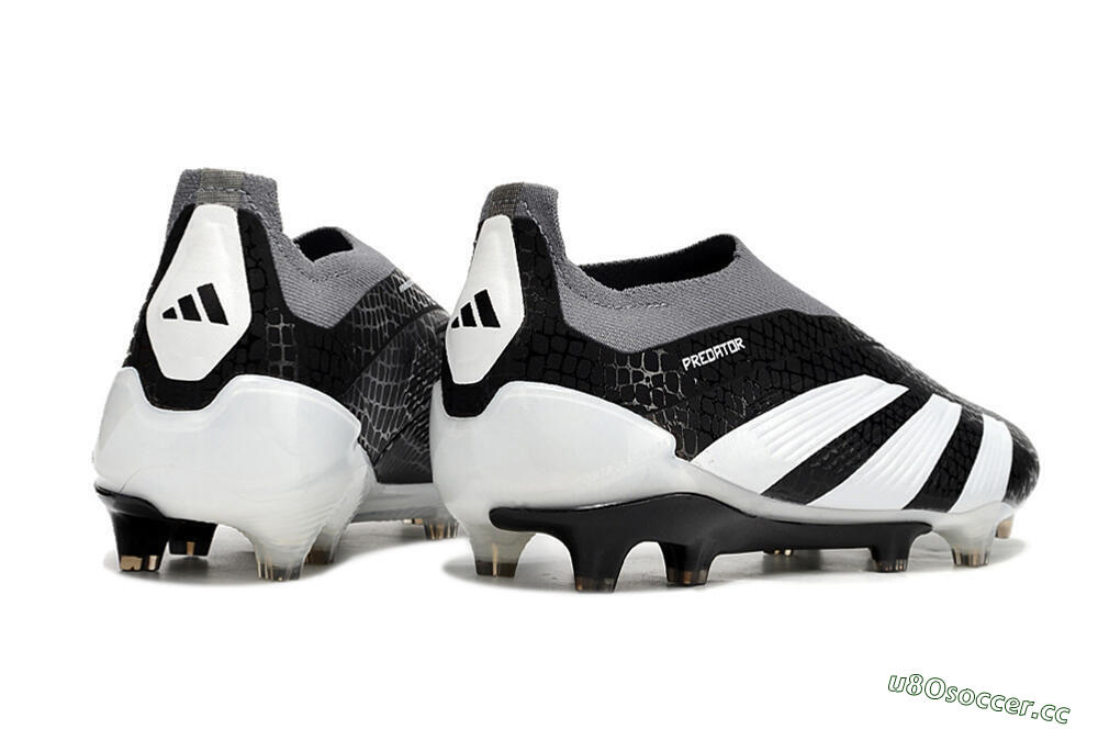 Men's Adidas Predator Accuracy+ Laceless FG Firm Ground Low-Tops Football Boots - Black/White/Grey 6