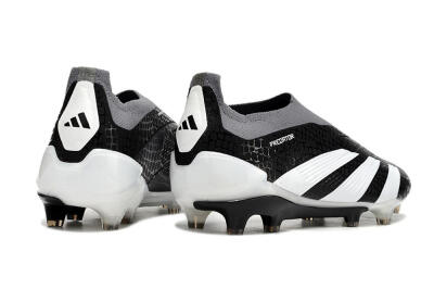 Men's Adidas Predator Accuracy+ Laceless FG Firm Ground Low-Tops Football Boots - Black/White/Grey