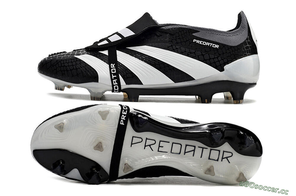 Men's Adidas Predator Elite Foldover Tongue FG Firm Ground Low-Tops Football Boots - Black/White/Grey 1