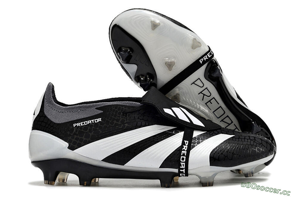 Men's Adidas Predator Elite Foldover Tongue FG Firm Ground Low-Tops Football Boots - Black/White/Grey 2