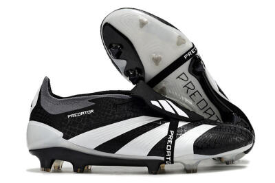 Men's Adidas Predator Elite Foldover Tongue FG Firm Ground Low-Tops Football Boots - Black/White/Grey