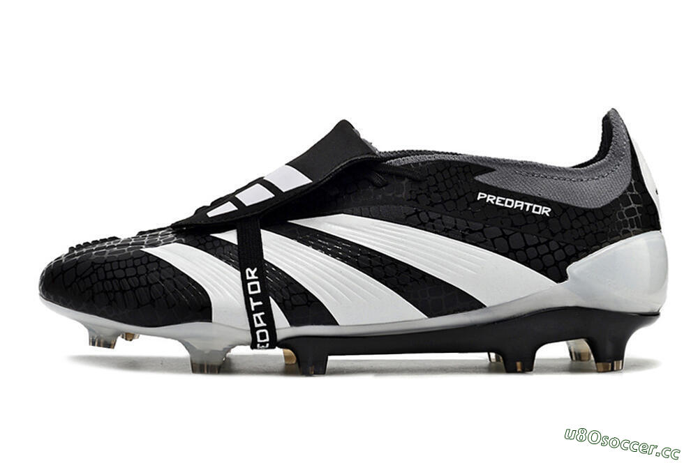 Men's Adidas Predator Elite Foldover Tongue FG Firm Ground Low-Tops Football Boots - Black/White/Grey 0