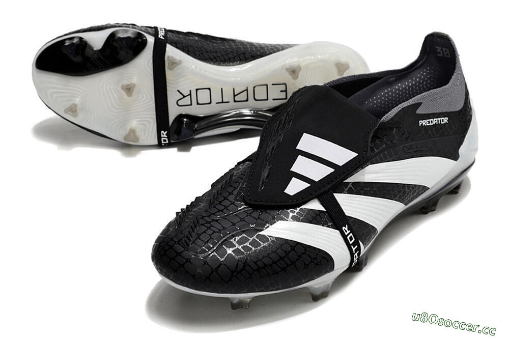 Men's Adidas Predator Elite Foldover Tongue FG Firm Ground Low-Tops Football Boots - Black/White/Grey 3